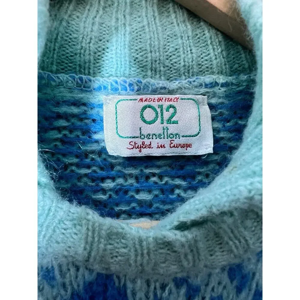VTG United Colors Of Benetton Blue Abstract Sweater Size S - Picture 3 of 8